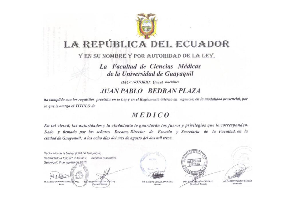 Juan Pablo Bedrán-certificado-Facultad de Ciencias Médicas de la Universidad de Guayaquil-100