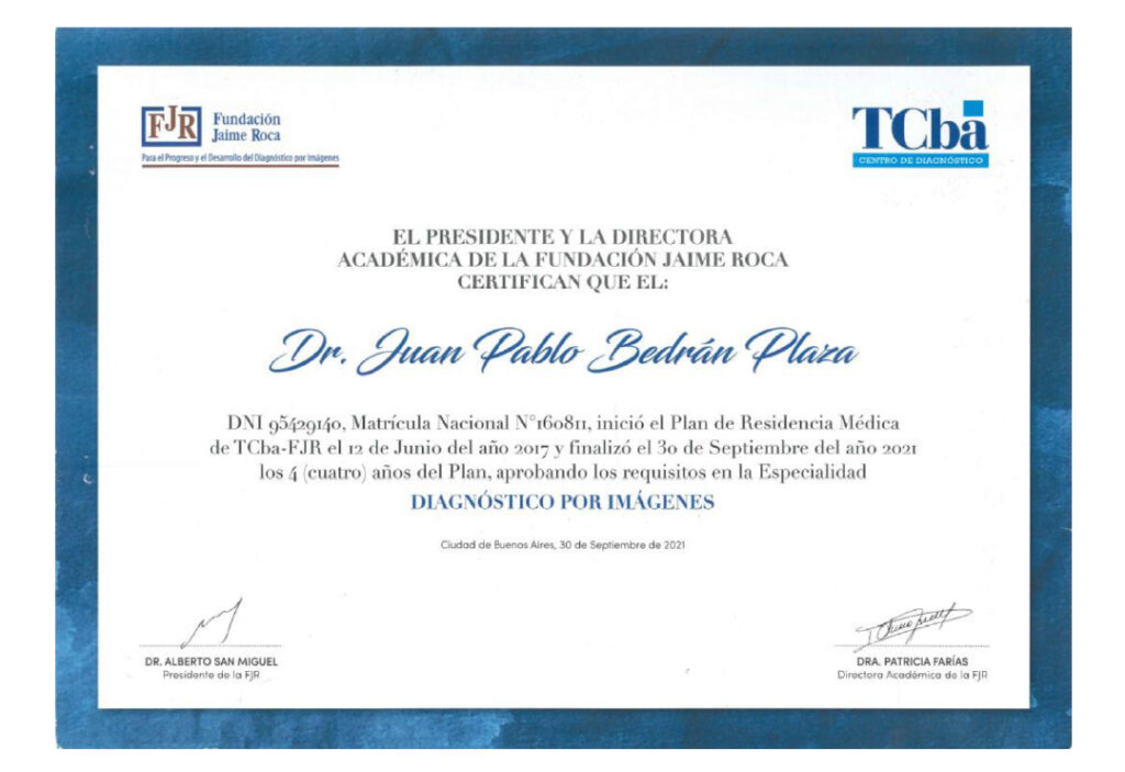 Juan Pablo Bedrán-certificado-Fundacion Jaime Roca- Diagnóstico por imágenes-100