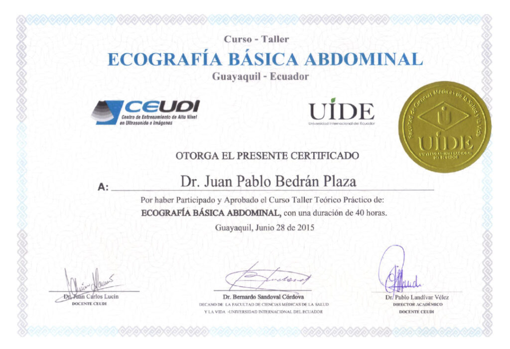 Juan Pablo Bedrán-certificado-Taller Ecografía básica abdominal-100